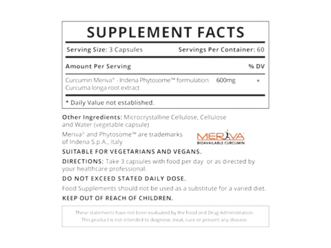 Good Health Naturally Curcumin X4000 Original veg capsule bottle 180 capsules supplement facts and ingredients