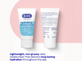 Two tubes of E45 Hydrating Moisturiser on a pink background
