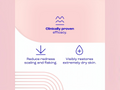 Product advertisement with clinical claims on a pink and white background