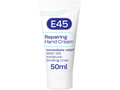 E45 Repairing Hand Cream tube on a white background