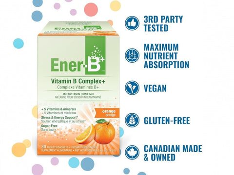 Ener-B+ Sugar Free Orange Vitamin B Powder Mix box