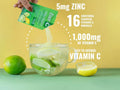How to Use: Ener-C Lemon Lime sachet mixing instructions 30 sachets on white background
