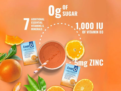 Ener-D Sugar Free Orange supplement facts and ingredients label 24 sachets