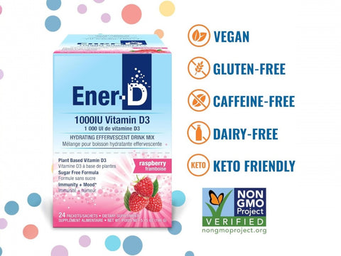 Ener-D Sugar Free Raspberry Vitamin D Powder Mix box