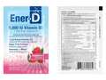 Ener-D Sugar Free Raspberry vitamin D powder mix front label 6.5g sachets with barcode