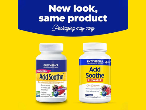 Enzymedica Acid Soothe Chewable Berry 30 Tablets packaging may vary new look