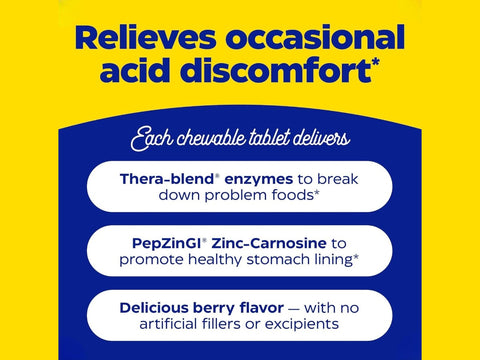 Enzymedica Acid Soothe Chewable Berry 30 Tablets key benefits fast acting digestive enzyme support