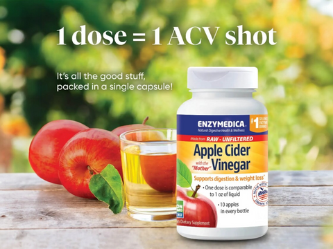 Enzymedica Apple Cider Vinegar 60 capsules product information graphic