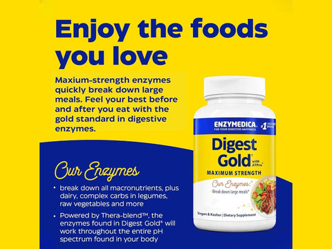 Enzymedica Digest Gold 90 capsules front view bottle packaging