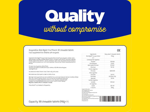 Enzymedica Kids Digest Chewable 90 tablets supplement facts and ingredients label