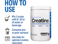 Evogen Creatine supplement container with usage instructions on a white background