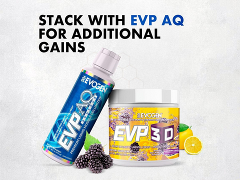 EVO 3D and EVP AQ supplements with text on a light gray background