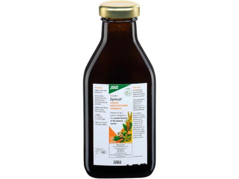 Floradix Epresat Adult Liquid Multivitamin Vegetarian 250ml bottle angled product view