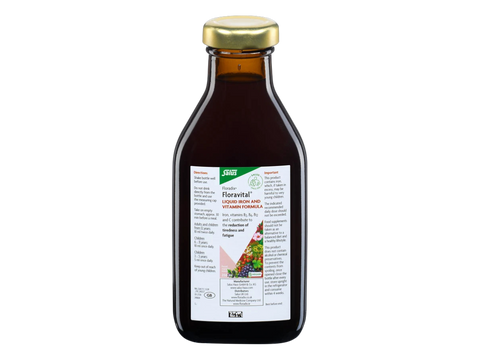 Floradix Floravital Liquid Iron & Vitamin Formula bottle angled product view