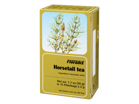 Floradix Horsetail Herbal Tea 15 Teabags 2g each box angled product view