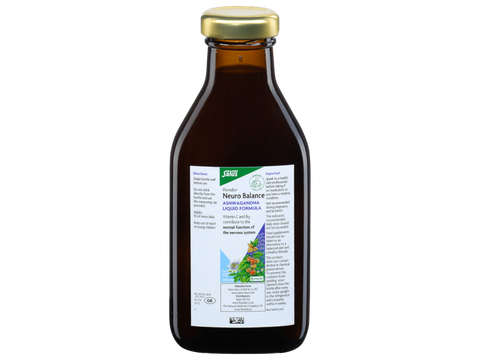 Floradix Neuro Balance Ashwagandha & Herbal Liquid Formula 250ml bottle angled product view