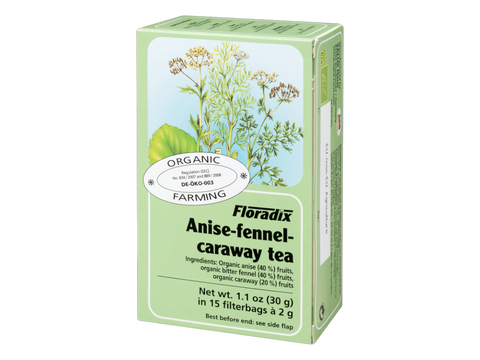 Floradix Organic Anise Fennel Caraway Herbal Tea 15 Teabags 2g each tea bag sachet product view