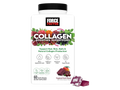 Force Factor Collagen Boosting Superfoods Tropical Fruit Soft Chews 60 Count close up of soft chew pieces next to bottle
