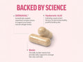 Force Factor Collagen Boosting Superfoods 60 Vegetable Capsules close up of vegetable capsules next to bottle