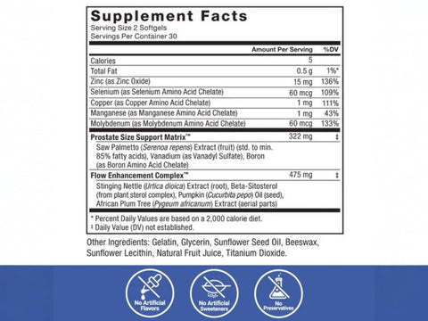 Supplement facts label with detailed nutritional information and ingredients on a blue background.