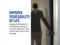 Person opening a door with text about improving quality of life with Force Factor Prostate supplement.