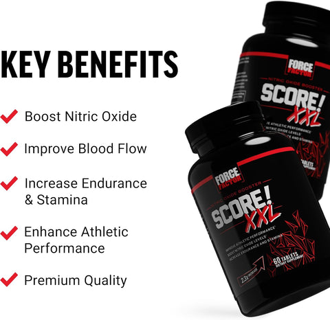 Force Factor Score! XXL 60 Tablets side bottle packaging with key benefits and label detail