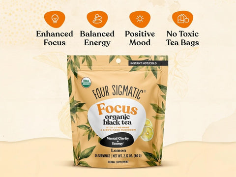 Four Sigmatic Organic Black Tea, L-Theanine & Lion's Mane, Lemon - 60g