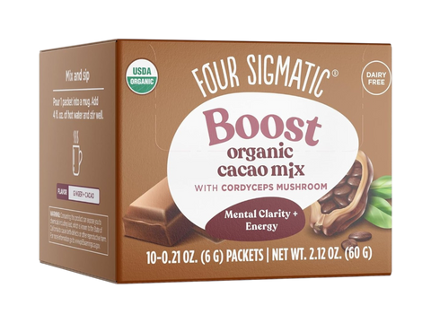 Four Sigmatic Organic Dairy-Free Cacao Mix 10-Packet Box.