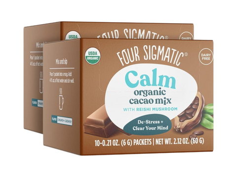 Four Sigmatic Organic Cacao with Reishi Mix 20 packets front packaging on white background