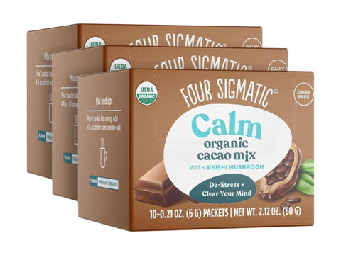 Four Sigmatic Organic Cacao with Reishi Mix 30 packets front packaging on white background