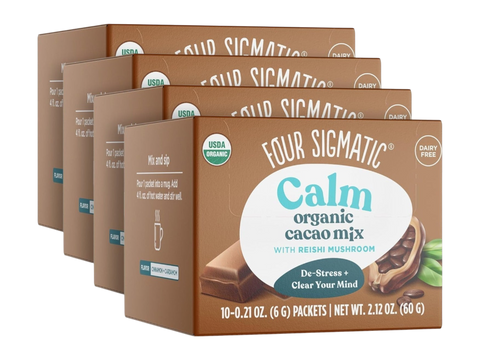 Four Sigmatic Organic Cacao with Reishi Mix 40 packets front packaging on white background