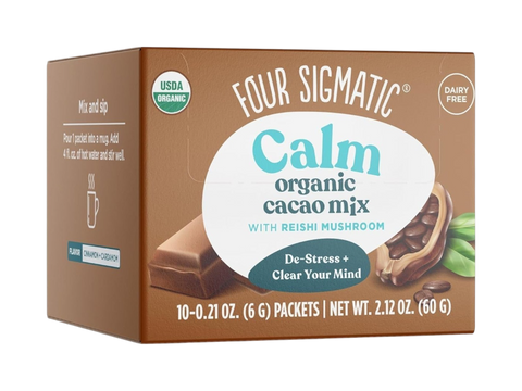 Four Sigmatic Organic Cacao with Reishi Mix 10 packets front packaging on white background