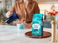 How to use
Four Sigmatic decaf ground coffee brewing instructions on white background