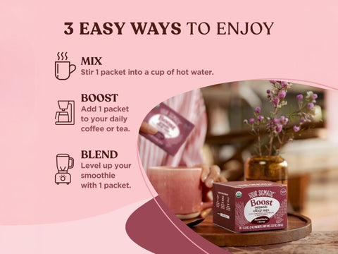 How to Use: Four Sigmatic Elixir packet contents being poured into a mug.