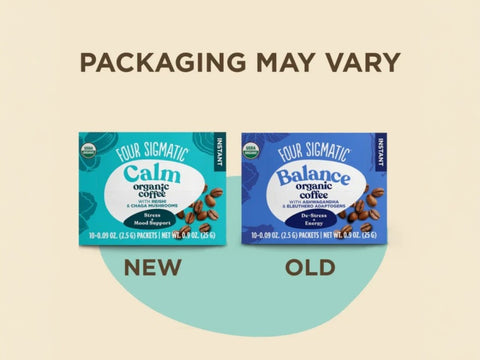 Four Sigmatic Organic Half Caf Instant Coffee - 10 Packets. Packaging may vary.