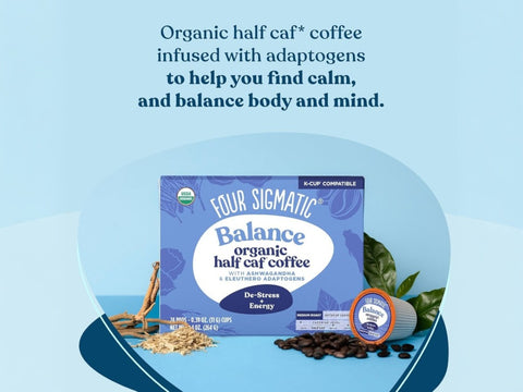 Four Sigmatic Organic Half Caff Coffee Pods, Medium Roast - 24 Count