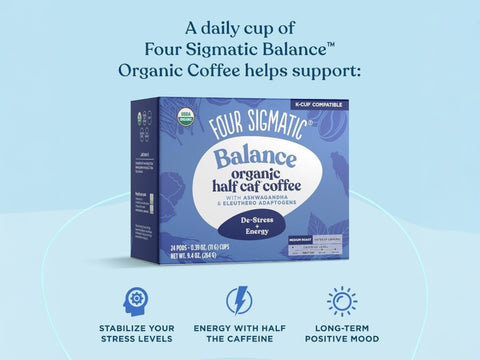 Four Sigmatic Organic Half Caff Coffee Pods, Medium Roast - 24 Count