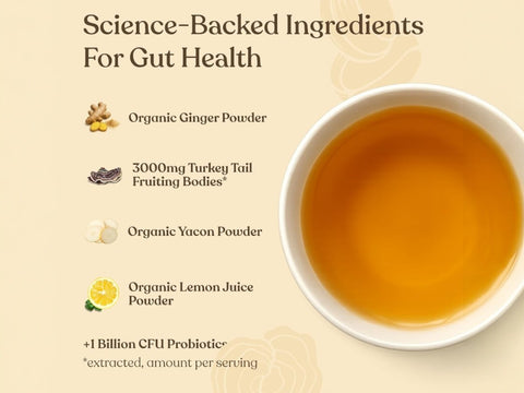 Four Sigmatic Organic Herbal Tea, Ginger & Lemon. Science backed ingredient list of tea.