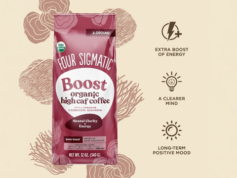 Four Sigmatic Organic High Caf Ground Coffee, Dark Roast - 340g
