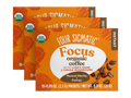 Four Sigmatic Organic Instant Coffee 10 packets, 3 boxes front packaging on white background