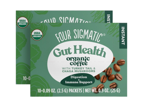Four Sigmatic Organic Instant Coffee Blend 10 packets, 2 boxes front packaging on white background