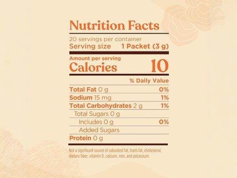 Four Sigmatic Lion’s Mane elixir ingredients and nutrition panel on packaging