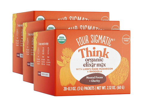 Four Sigmatic Organic Lion’s Mane Elixir Mix 60 packets front packaging on white background