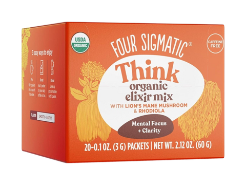 Four Sigmatic Organic Lion’s Mane Elixir Mix 20 packets front packaging on white background
