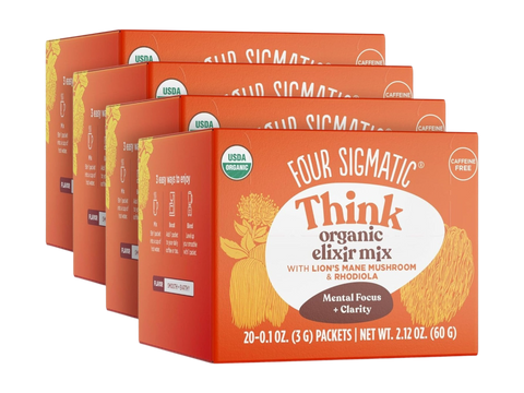 Four Sigmatic Organic Lion’s Mane Elixir Mix 80 packets front packaging on white background