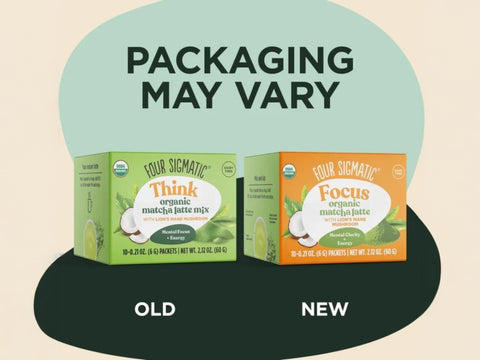 Four Sigmatic Organic Matcha Latte Mix, Dairy-Free - 10 Packets. Old & new packaging