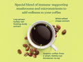 Four Sigmatic ground coffee ingredients and product information panel on packaging