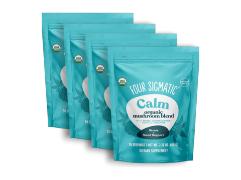 Four Sigmatic Organic Multi Mushroom & Herb Powder 4 pouches front packaging on white background