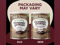 Four Sigmatic Organic Plant-Based Protein Powder, Chocolate - 600g. Old & new packaging.