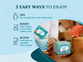 How to use: Four Sigmatic Reishi elixir preparation instructions sachet display in 3 ways.